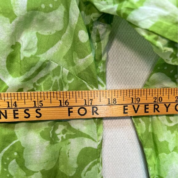 Additions By Chicos Womens Pintuck Button Front Blouse Size 0 Green Floral Boho - Picture 8 of 11